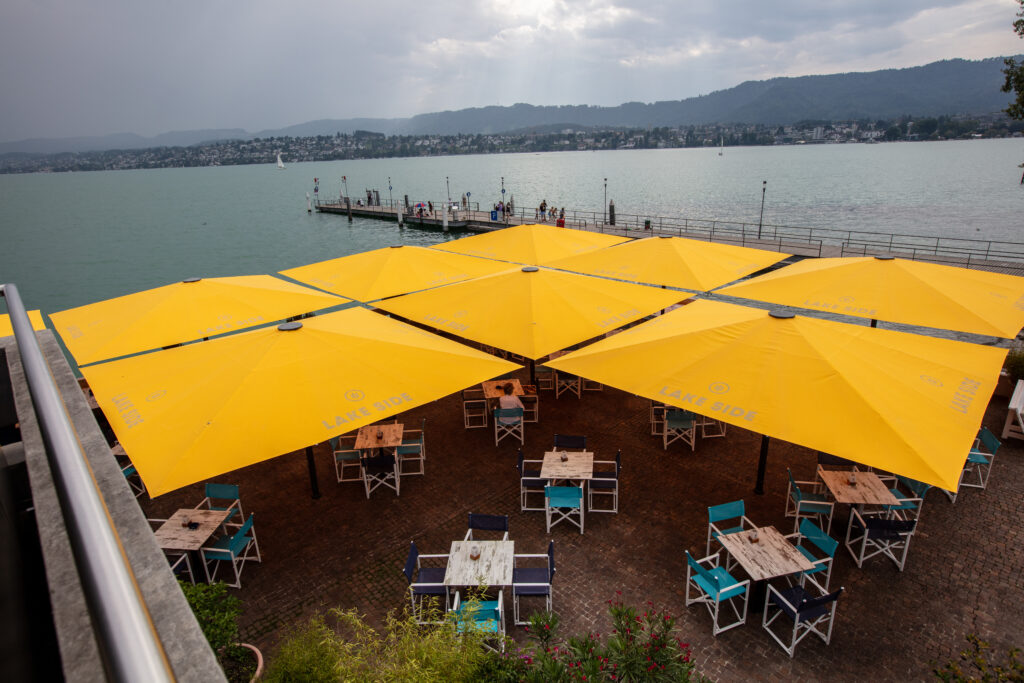 Home commercial grade parasol umbrella for waterfront restaurant